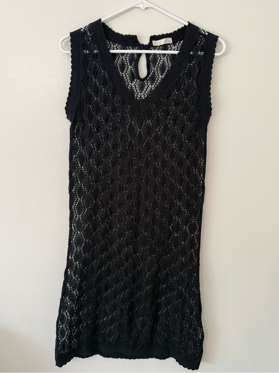 Old Navy Dresses & Skirts - Vintage Y2K Old Navy Black Crocheted Dress Cover Up Sz Lg Whimsigoth Emo Witchy